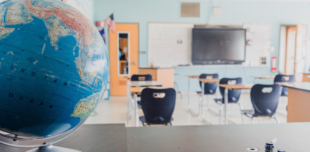 world globe in a classroom