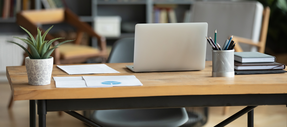 laptop on a table